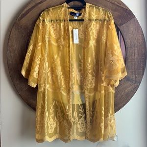 NWT Blue Rain Kali embroidered lace kimono